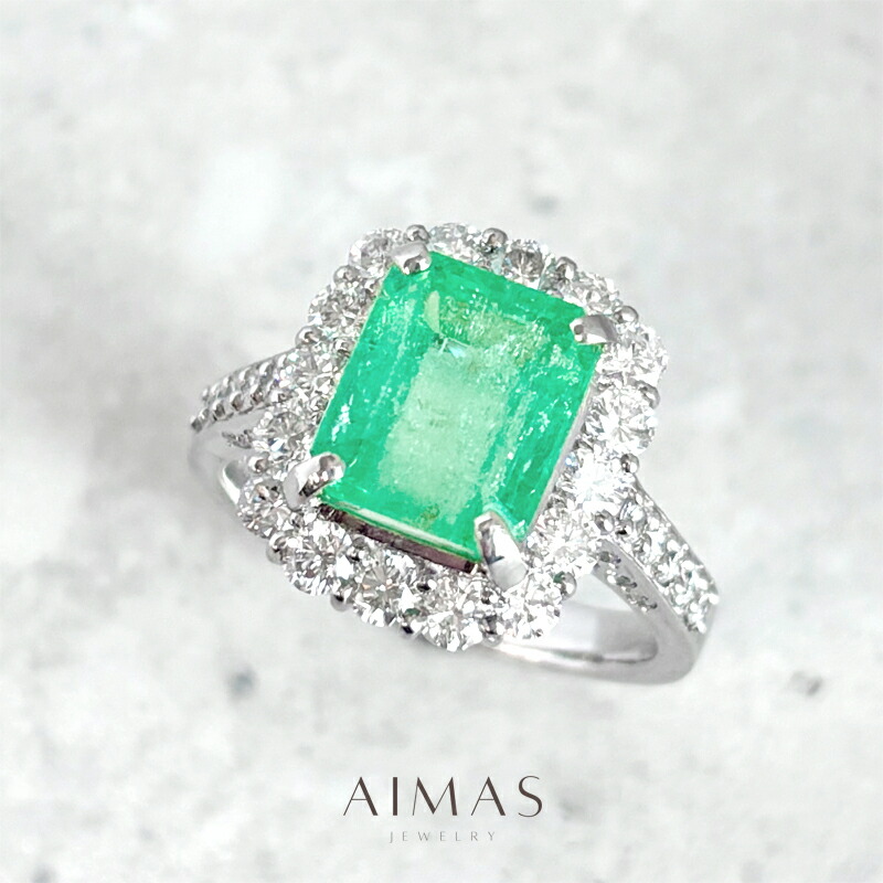 楽天市場】コロンビア産ビビッドグリーンエメラルド 4.4ct リング 11号
