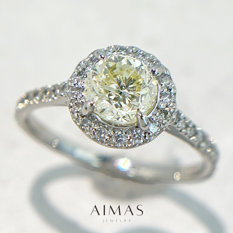 イエローダイヤモンド 1.014ct(UNDER S LIGHT YELLOW I-1 FAIR) リング 13号 PT900 プラチナ 指輪 ダイヤ取り巻き ヘイロー ダイヤリング ギフト プレゼント 1ctアップ 4月誕生石 ＜ソーティング＞ 金剛石 色石 【新品】【ジュエリー】【送料無料】RLJE.R
