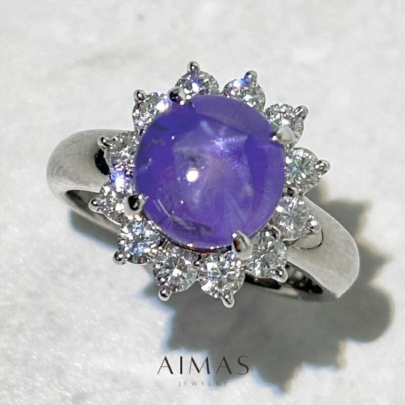 楽天市場】ミャンマー産パープルスターサファイア 3.37ct リング 13号