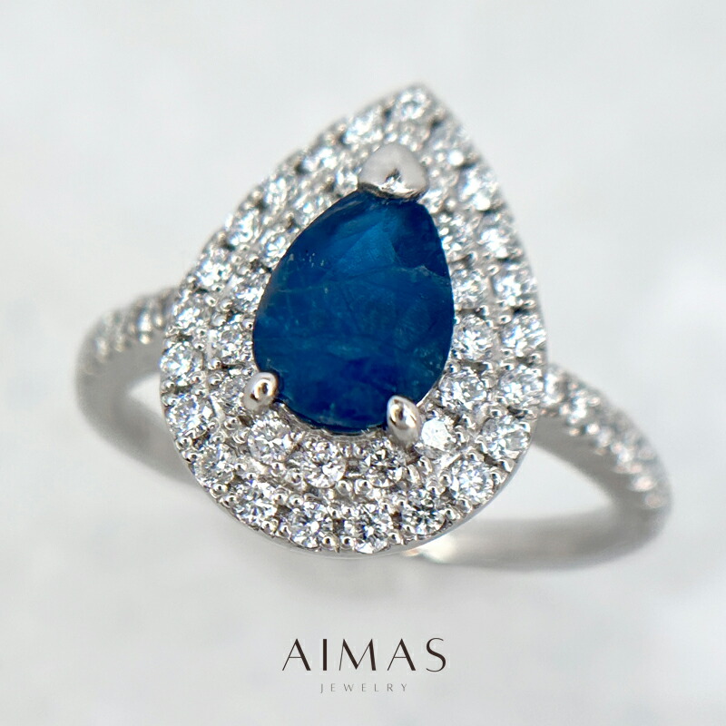 アフガナイト 0.82ct リング 12号 PT900 プラチナ 指輪 ダイヤ取り巻き ヘイロー 二重取り巻き ペアシェイプ 雫 ティアドロップ 蛍光性 ダイヤモンド ギフト プレゼント <鑑別書> 大粒 希少石 レアストーン 【新品】【ジュエリー】【送料無料】RBZ.R|アイマス