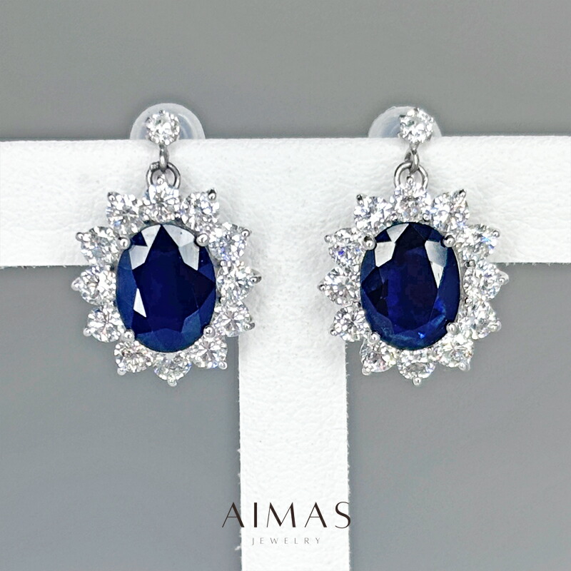 楽天市場】ブルーサファイア 4.43ct/4.67ct ピアス PT900