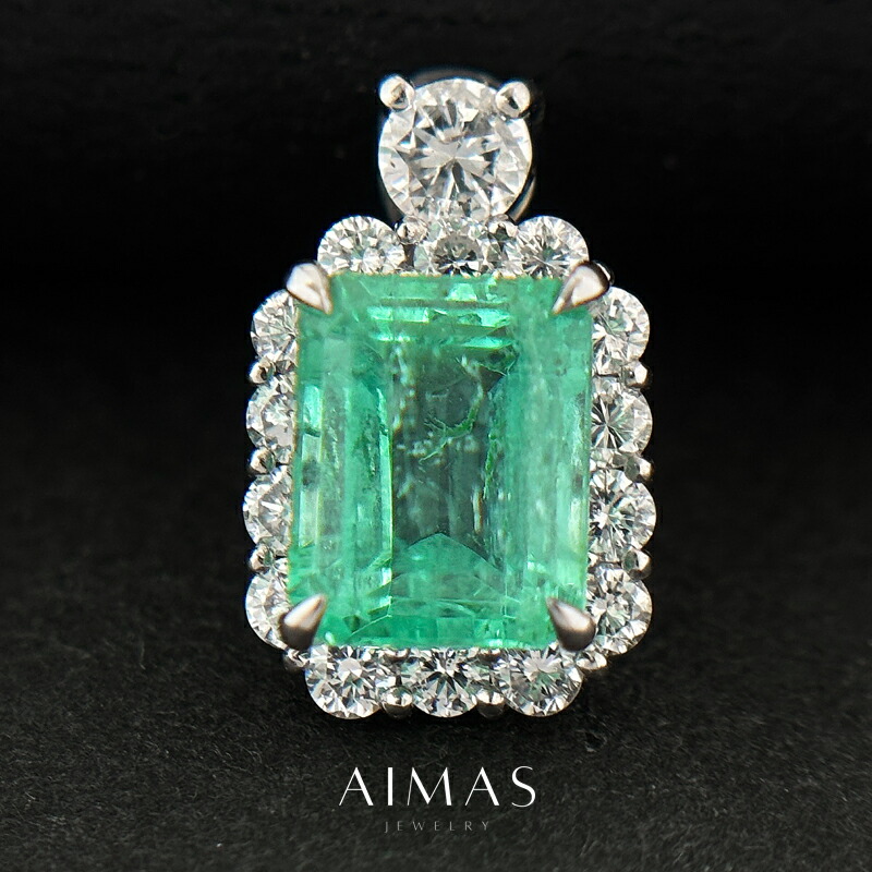 エメラルド 1.51ct ペンダントトップ PT900 プラチナ ダイヤ取り巻き ヘイロー ダイヤモンド エメラルドペンダントトップ エメラルドカット レクタングル 1ctアップ 5月誕生石 緑玉 【新品】【ジュエリー】【送料無料】RBY.R
