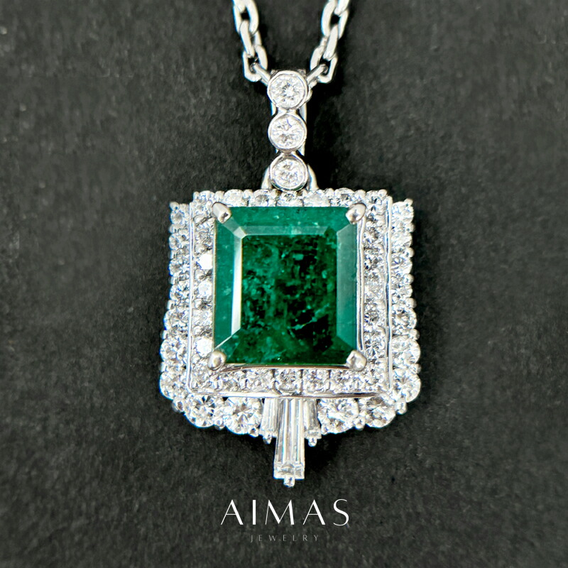 楽天市場】【ｾｰﾙ】エメラルド 2.4ct ネックレス K18WG ホワイト