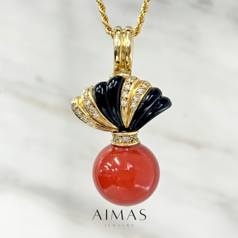 楽天市場】赤珊瑚 約14.4mm ネックレス K18WG ホワイトゴールド