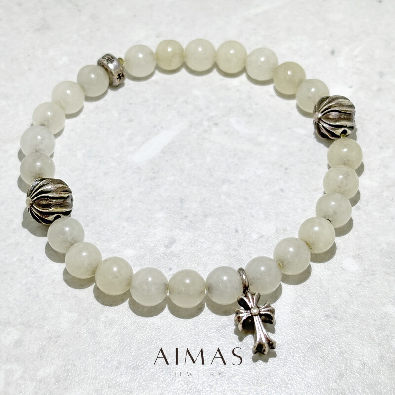 クロムハーツ ビーズブレスレット ホワイト6mm BEAD CHROME HEARTS クロムハーツ（原本無） BEAD 4mm ビーズ ブレスレット