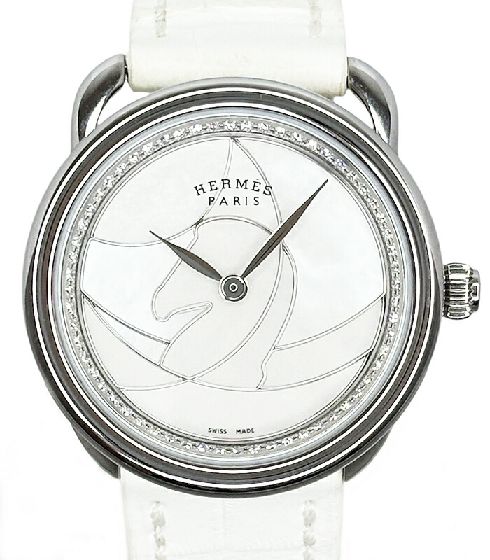 エルメス　アルソー　アイボリー文字盤　コンビ　Hバンド　腕時計　クォーツ　メンズ エルメス アルソー アイボリー文字盤 コンビ Hバンド 腕時計 クォーツ