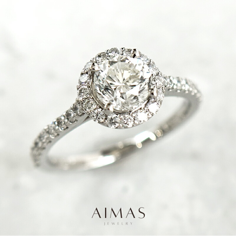 メインダイヤモンド 1.008ct リング 12号 PT900 プラチナ 指輪 ダイヤ取り巻き ヘイロー ダイヤモンドリング ダイヤリング ラウンドブリリアント ギフト プレゼント 1ctアップ 4月誕生石 ＜ソーティング＞ 金剛石 【新品】【ジュエリー】【送料無料】RBE.TG