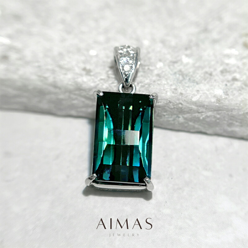 インディコライトトルマリン 5.75ct ペンダントトップ PT900 プラチナ ダイヤモンド インディゴライトトルマリンペンダントトップ ブルートルマリン 長方形 スクエア 1ctアップ 10月誕生石 <鑑別書>【中古】【ジュエリー】【送料無料】RBZ.TG|アイマス