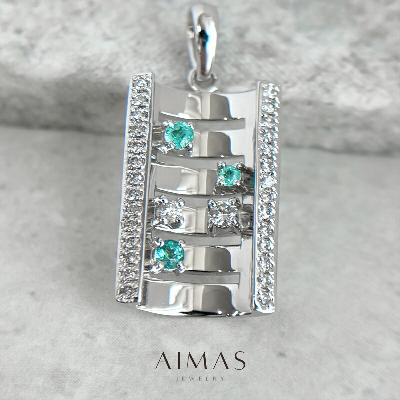 楽天市場】K18 WG パライバ トルマリン 0.05ct ダイヤモンド 0.09ct 付 