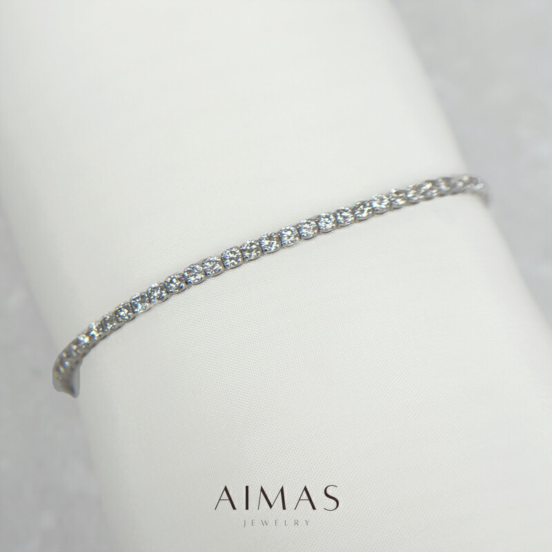 ダイヤモンド 3ct テニスブレスレット PT850 プラチナ フルダイヤモンドブレスレット ダイヤモンドテニスブレスレット フルダイヤブレスレット シンプル 細身 華奢 重ねづけ フルエタニティ 4月誕生石 金剛石 【中古】【ジュエリー】【送料無料】RBM.TG