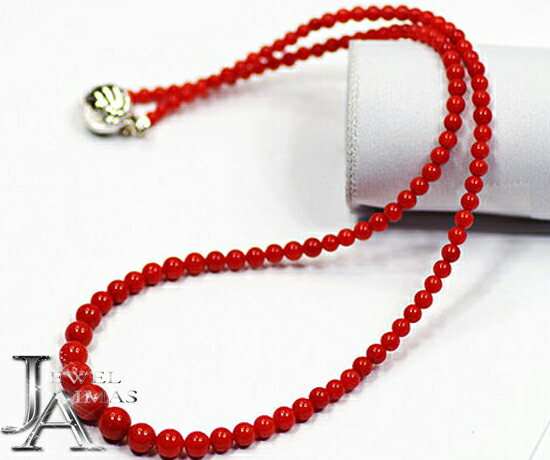 楽天市場】赤珊瑚 5mm-8.5mm玉 一連ネックレス 45cm シルバー 赤サンゴ