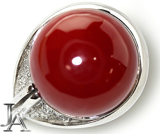 楽天市場】大粒赤珊瑚 約19.5mm リング 16号 PT900 プラチナ