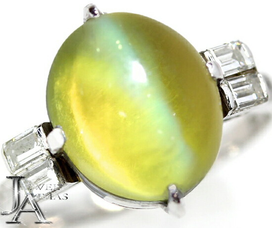 楽天市場】クリソベリルキャッツアイ 3.02ct ダイヤモンド リング 8号