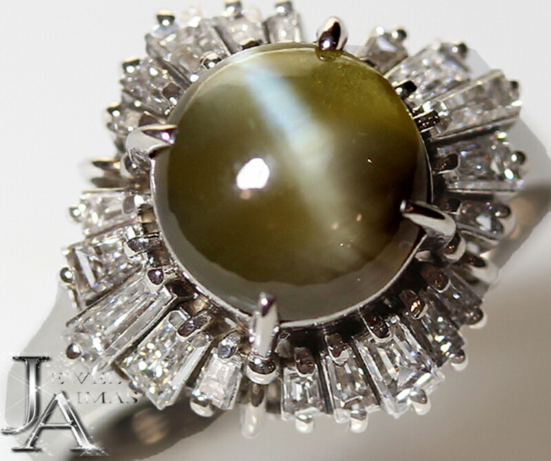 楽天市場】クリソベリルキャッツアイ 4.12ct リング 12号 PT900