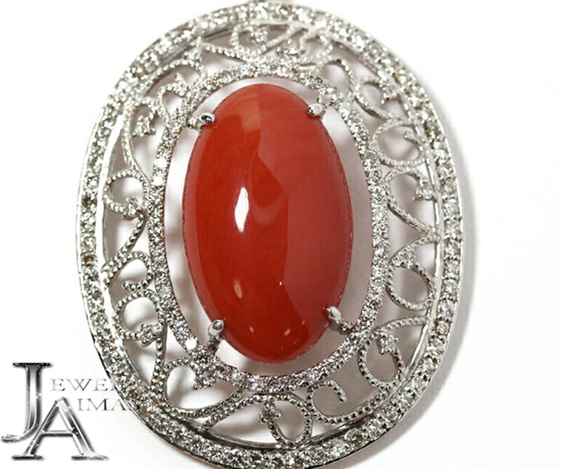 【美品】Sv 天然赤珊瑚 ブローチ　ソーティング 楽天市場】赤珊瑚 27.37ct ブローチ/ペンダントトップ PT900