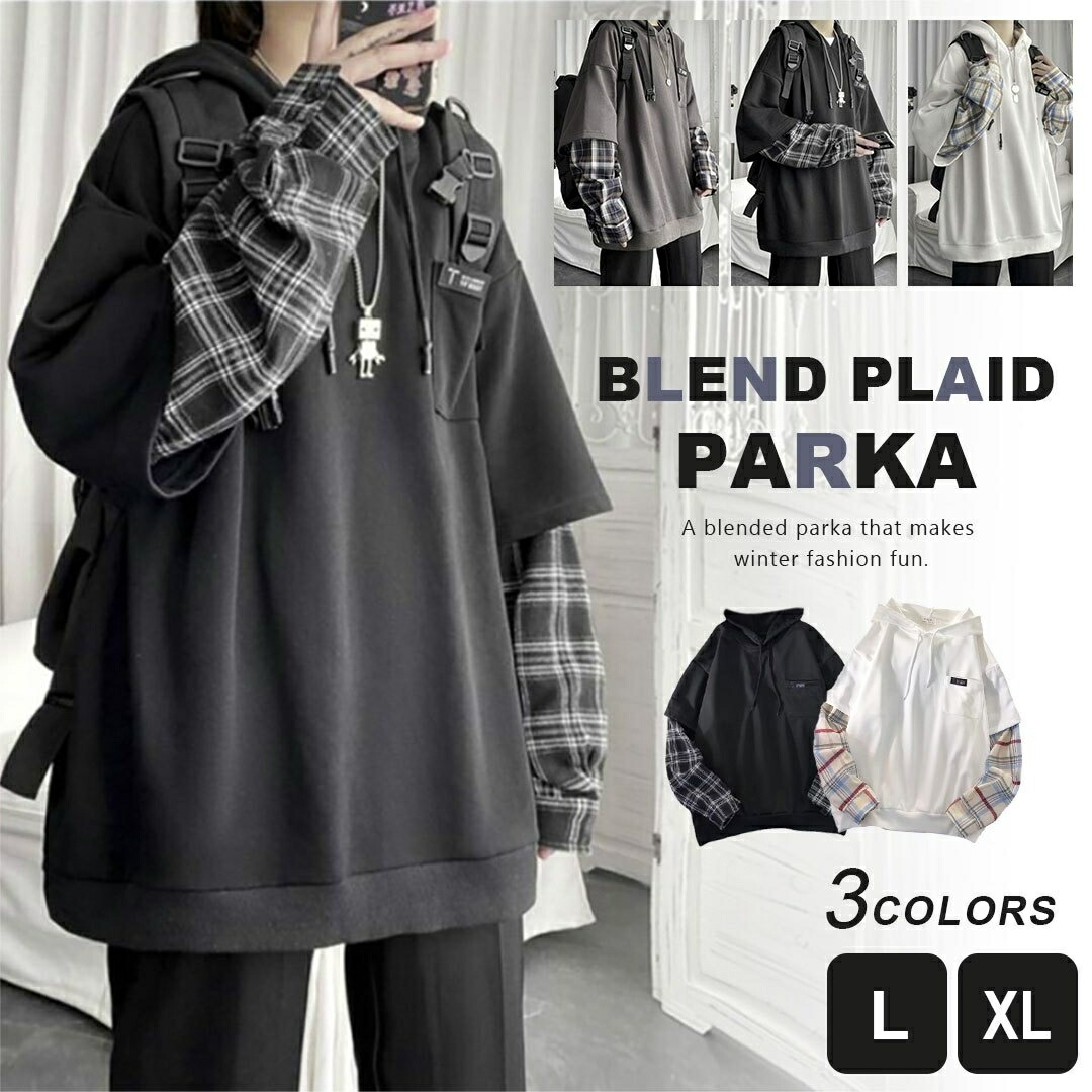 楽天市場】【人気商品】 パーカー ツートンブレンドチェック チェック