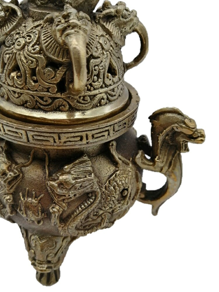 香炉 獅子 龍 銅製開運風水 九龍香炉 大 香炉 茶器 酒壺 香立て 開運風水龍置物 おしゃれ オフィス 玄関先 お香たて 香皿 香立 祝い 誕生日 プレゼント バリ雑貨 Marcsdesign Com