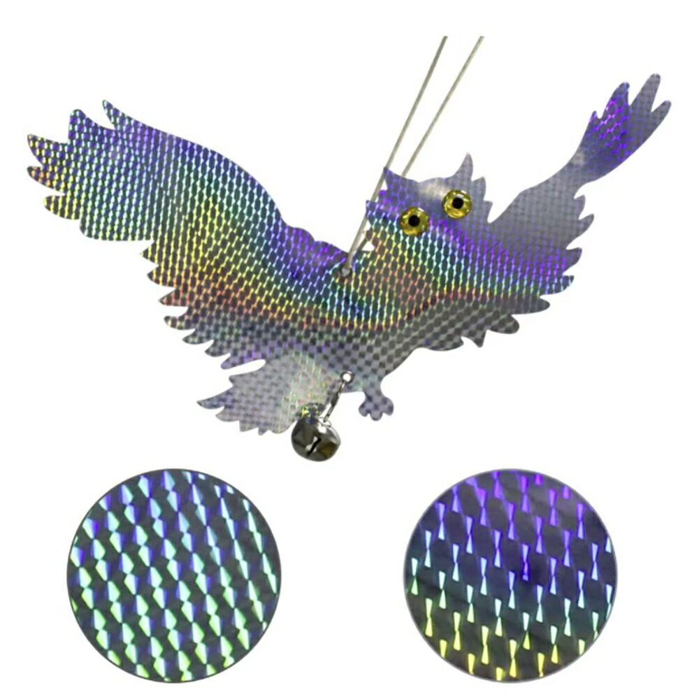 鳥よけレインボーフクロウ梟反射板鳥よけ猛禽類吊り下げベランダ玄関ハト避け予防畑バード防鳥カラス対策防虫からすよけ家庭菜園農業用品資材ベランダ田畑鳥害対策ハトツバメスズメ雀果樹園菜園