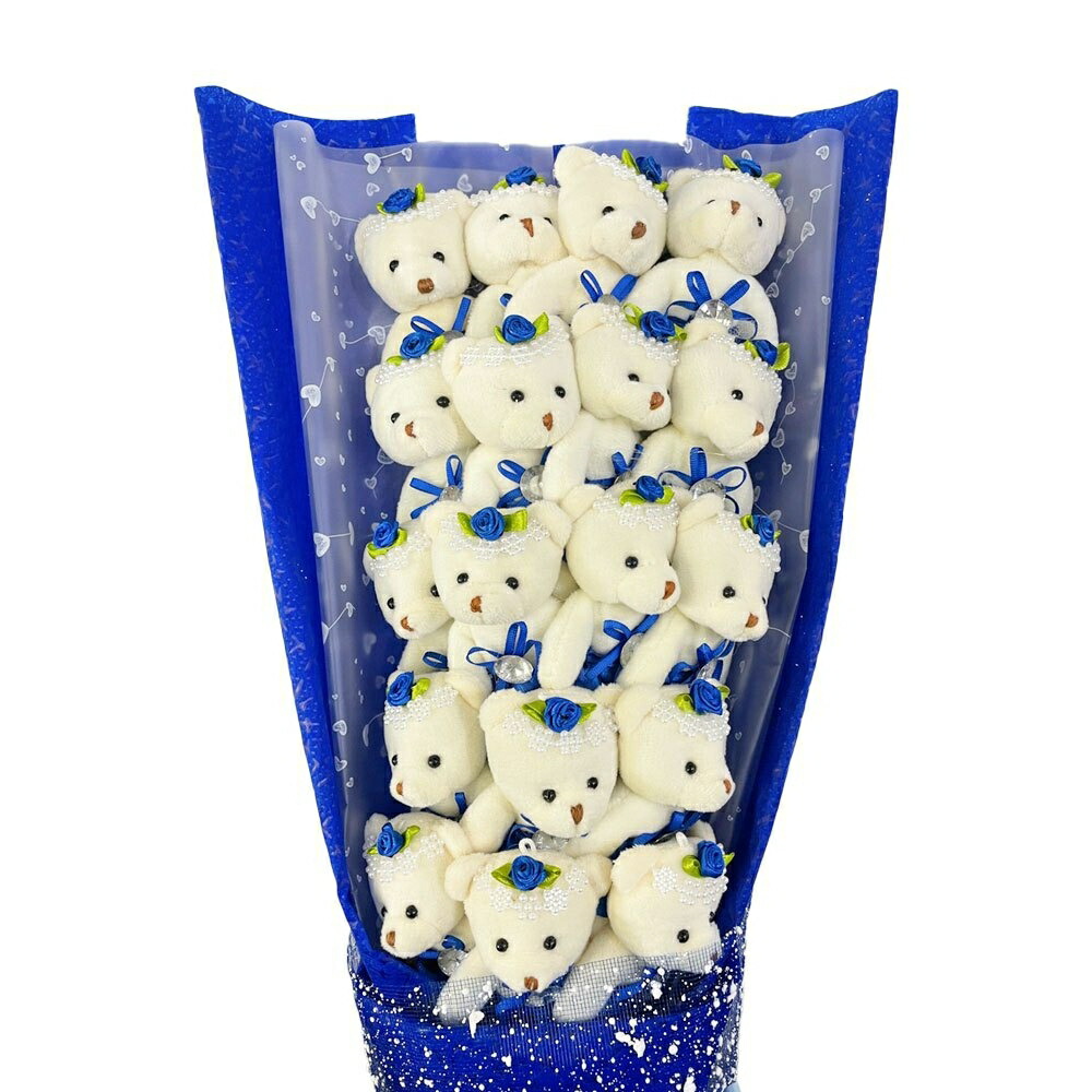 【楽天市場】花束 クマ 薔薇 ブーケ ブルー 18匹 ボックス付き くまブーケ くま 熊 子熊 花 Flower フラワー bouquet