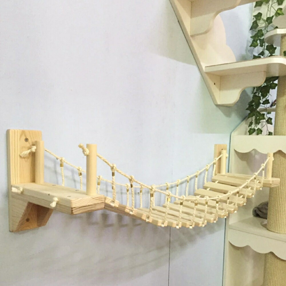 ペット 用 猫 はしご 壁付け 吊り橋 キャットウォーク キャットタワー 