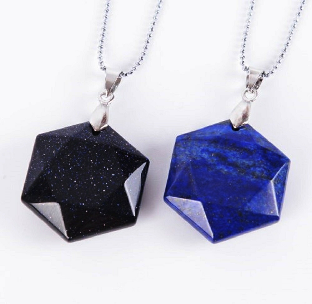 ラピスラズリ 六角形 宝石 ネックレス ペンダント 六芒星 ジュエリー アクセサリー ヘキサゴン スピリチュアル 魔除け お守り 瞑想 デート プレゼント ギフト 贈り物 父の日 母の日 お洒落 風水 厄除け Marcsdesign Com