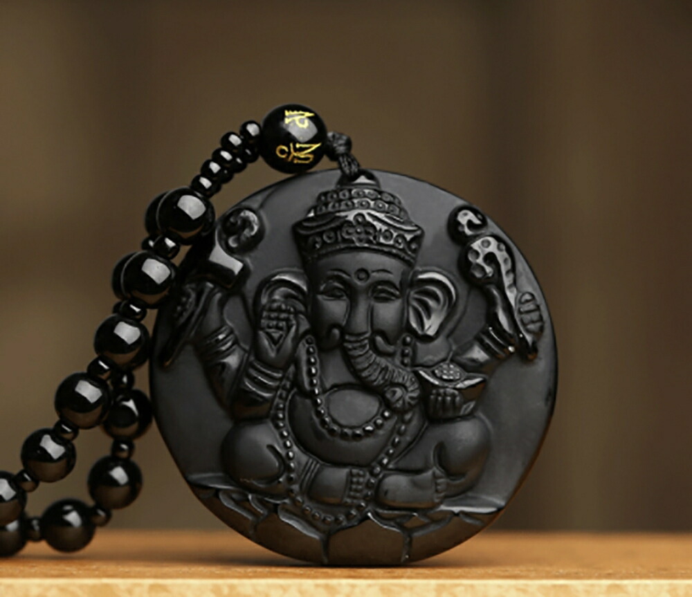ネックレス ガネーシャ 黒数珠 レジン 象 エレファント 置物 お守り ユニセックス 厄除け 魔除け スタイル お洒落アイテム 開運厄除 祈願成就 風水 パワースポット 開運 金運 財産運 出世運 恋愛運 樹脂 おしゃれ かっこいい 高級 ギフト Letempslev K7a Com