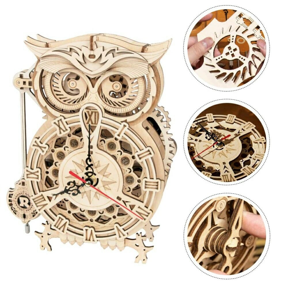 ギアデザイン Diy パズル 時計 見やすい デザイン感 フクロウ 送料無料 アンティーク 時計 アンティーク ギアデザイン 北欧風 オフィス 柱時計 スピード発送 立体パズル 見やすい 木製 お洒落 Aio 北欧 木 静音 アンティークデザイン レトロ インテリア 置き時計 レトロ