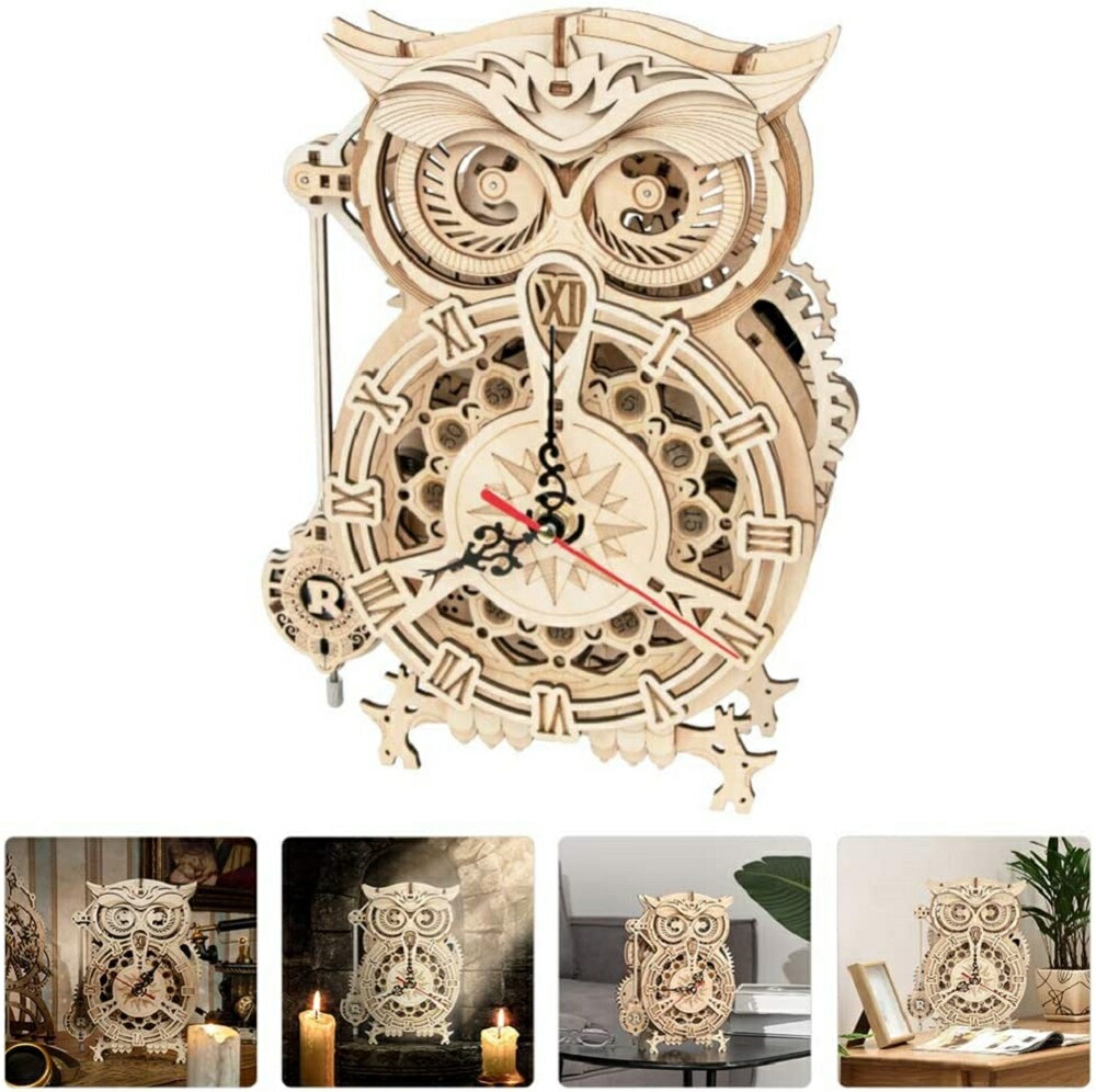 ギアデザイン Diy パズル 時計 見やすい デザイン感 フクロウ 送料無料 アンティーク 時計 アンティーク ギアデザイン 北欧風 オフィス 柱時計 スピード発送 立体パズル 見やすい 木製 お洒落 Aio 北欧 木 静音 アンティークデザイン レトロ インテリア 置き時計 レトロ