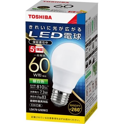 【楽天市場】(10個セット)LED電球 LDA7N-G-K/60W-2 東芝