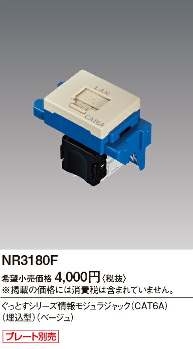 送料無料⭕️2個セット パナソニック NR3180B NR3180B ぐっとすシリーズ 情報モジュラージャック(CAT6A)(埋込