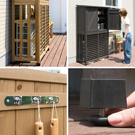 室外機カバー 大型 ラック 室外機 棚 収納 室外機 最大800円offクーポン配布中 2段 ホワイト 日よけ 収納 省エネ 収納庫 白 逆ルーバー 節電 木製 庭 テラス 物置 おしゃれ ガーデニング ベランダ コンビニ後払い 収納庫付室外機カバー ライトブラウン ダークブラウン