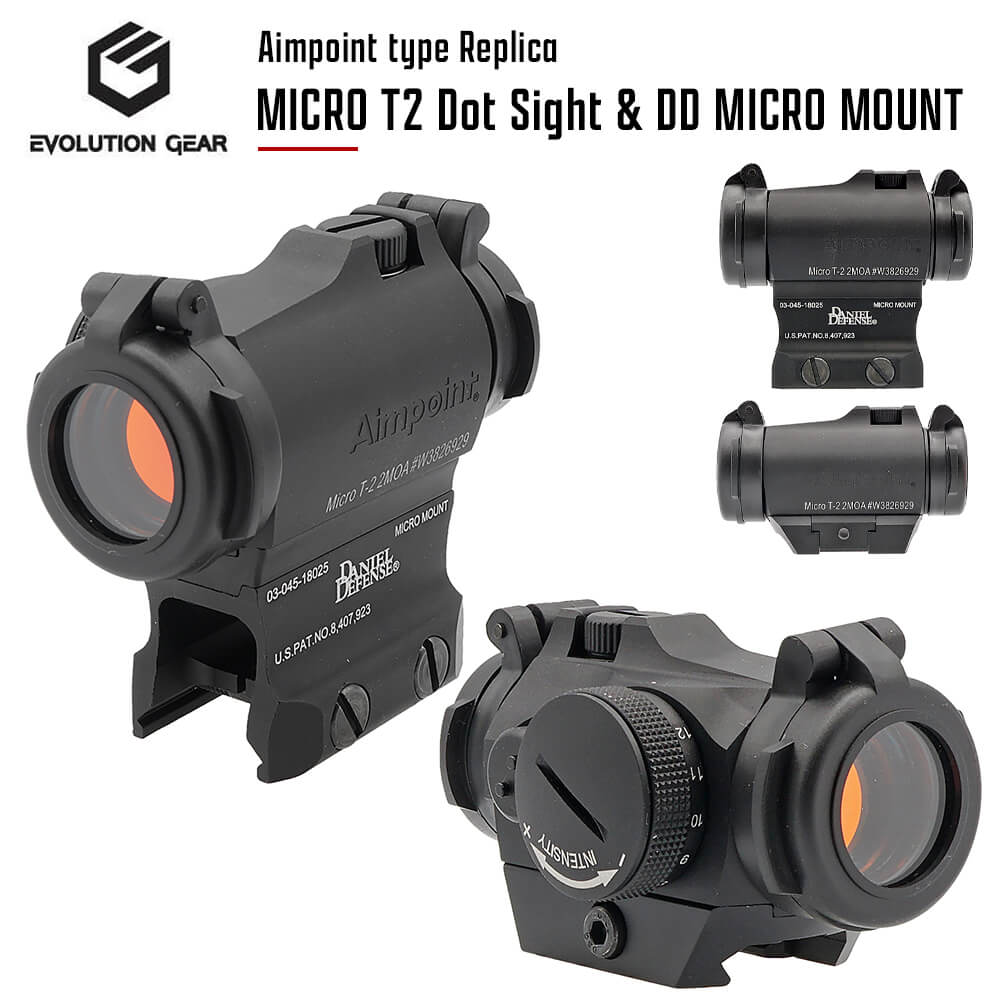 2022年 改良版T2搭載 Aimpoint Micro T-2 ドットサイト & Daniel Defense マイクロマウント レプリカ セット IRモード 赤外線 | エアガン エアーガン ルビーレンズ ロー ミドル ハイマウント エイムポイント ダットサイト サバゲー サバイバルゲーム
