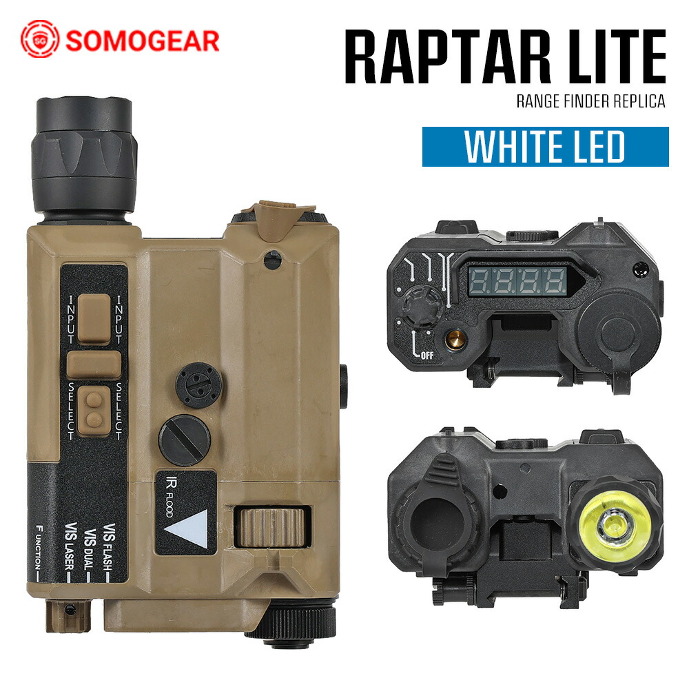 実物同様のファイバー繊維樹脂製！【 SOMOGEAR 製 】Wilcox Raptar Lite ダミー レンジファインダー レプリカ LEDフラッシュライト搭載 PA66強化樹脂製 | 距離計 スナイパー マークスマン エイミングデバイス PEQ LA5 LA5C 20mmレール カスタムパーツ フラッシュライト