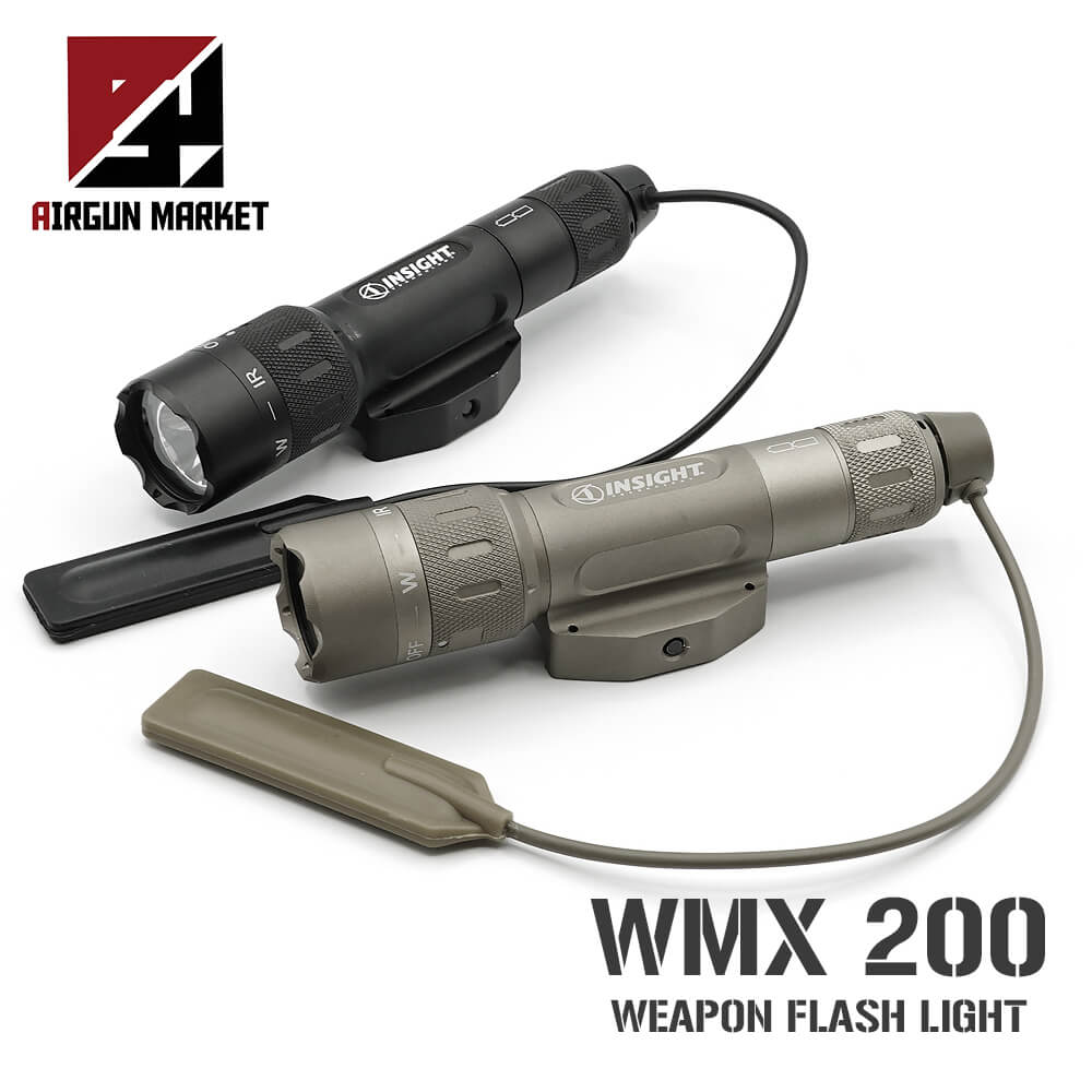 【WADSN製】 INSIGHTタイプ WMX200 ウェポンライト タクティカルライト ホワイトLED & IRモード | レプリカ 20mm レイル対応 リモートスイッチ付属 LED 200ルーメン IR 赤外線 ストロボ インサイト フラッシュライト