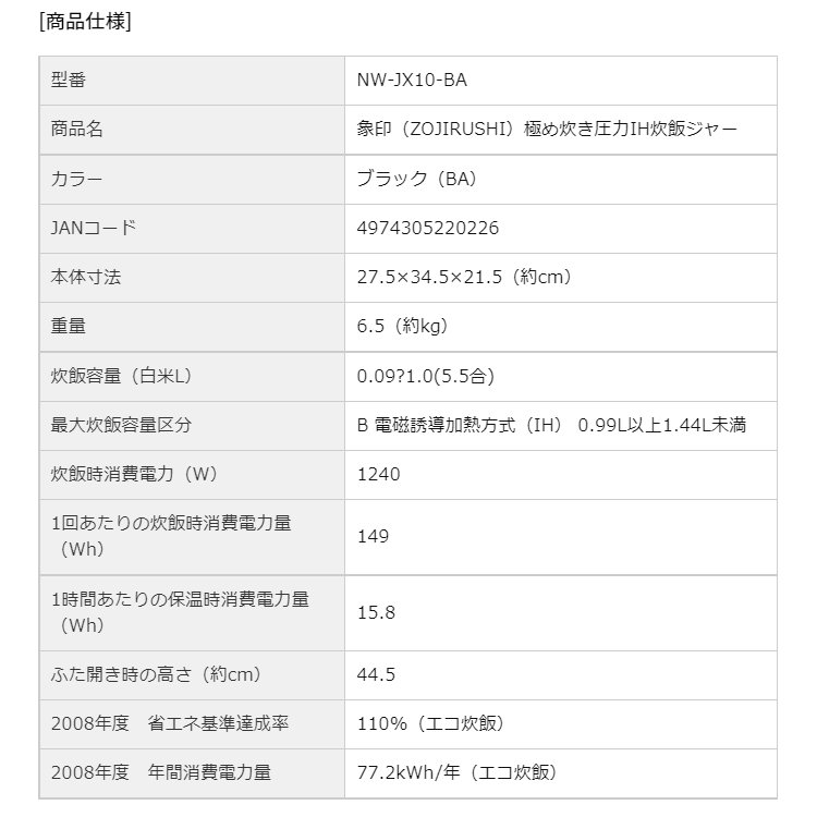 アウトレット 象印 ZOJIRUSHI 極め炊き圧力IH炊飯ジャー ブラック NW-JX10-BA 5.5合 炊飯器 すしめし 玄米 炊き分け 保温  クリーニング機能 Ag 抗菌加工の立つしゃもじ プッシュボタン www.egydiodossantos.com.br