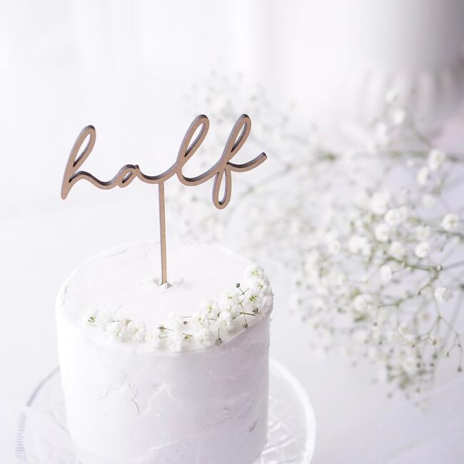 Airie Cake 誕生日 Topper 出生記念 記念日 木製ケーキトッパー Half ハーフバースデー 飾り デコレーション