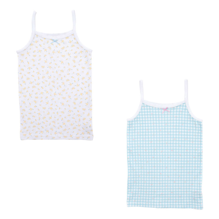 キッズインナー女の子キャミソール綿100%フライス素材花柄2枚組100cm110cm120cm130cm140cm下着子供女の子(子供下着インナーシャツキャミスポーツ下着夏肌着子供服子供肌着体育部活保育園幼稚園入園入学準備小学生)