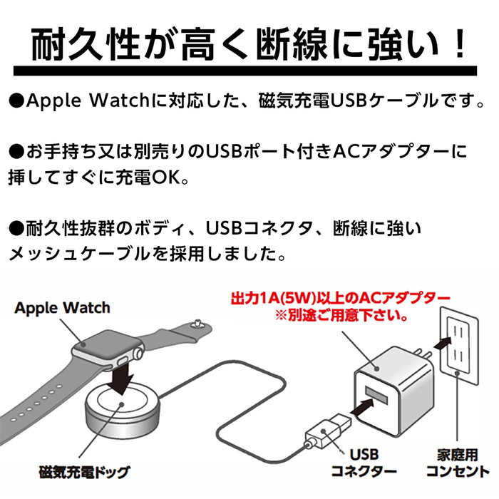 楽天市場 Apple認証 Apple Watch磁気充電ケーブル 2m アップル