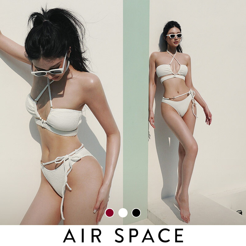 ■新品未使用/トップスのみ/Sサイズ CK ビキニ バンドゥー レースレディース Lace Ladies フリルバンドゥビキニ・サイド