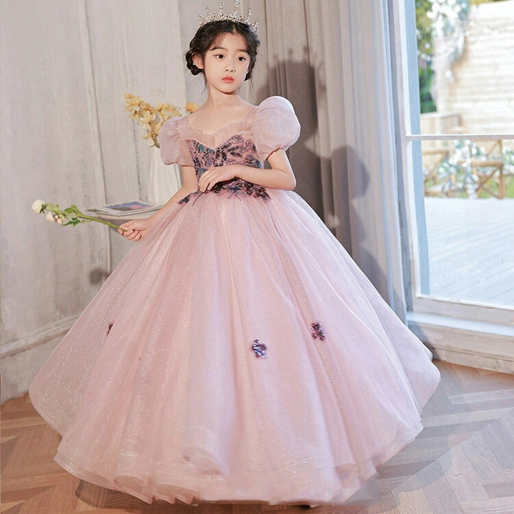 キッズドレス　110cm　ロングドレス　ピンク　プリンセス　3G‐DL‐P013 23032920-01.jpg