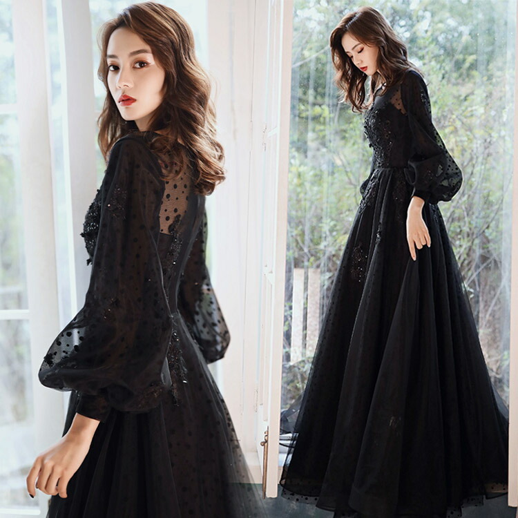 楽天市場】コンサート イブニングドレス パフスリーブ 演奏会ドレス