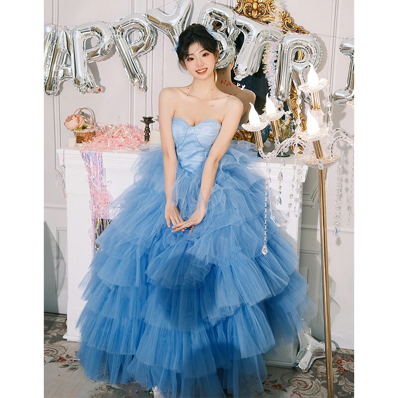 送料無料 パーティードレス ロングドレス ビスチェドレス ブルー 可愛い 誕生日 パーティー イブニングドレス 発表会ドレス チュール ウェディングドレス 二次会ドレス 結婚式ドレス ブライダルドレス Aライン S M L XL XXL XXXL｜えあとんショッピング 9,642円