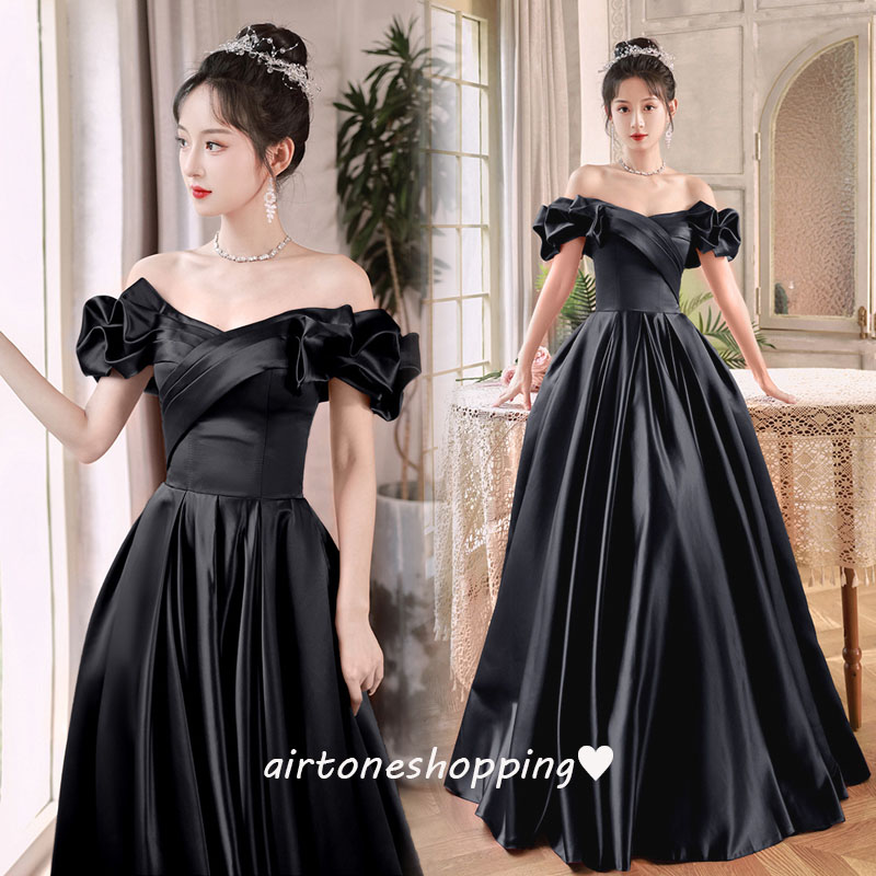 楽天市場】送料無料 イブニングドレス ロング オフショルダー ブラック