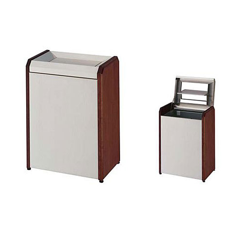 クリンダスト WS2・回転蓋付 W46×D32×H61cm 容量約65L【ステンレス＋木製ボディ 業務用分別ゴミ箱 屑入 ダストボックス 屋内用 ショッピングセンター コンビニ オフィス 自動販売機 ミヅシマ】