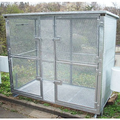 HTA-01R(細網目タイプ) 開き扉×4枚 W186×D94×H166cm 2350L 45Lごみ袋×約52個分 約34世帯【業務用 大型ゴミ箱 ゴミステーション 屋外 大容量 町内会 自治会 カラス 猫 動物 ゴミ収集所メッシュタイプ ゴミストッカー 完成品】