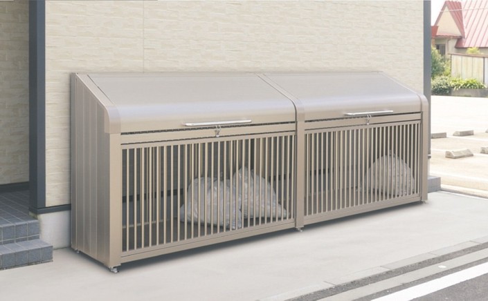 【三協軽銀】ダスティンGボックス席か細い手合い(たて透かし彫り手合い) GBXS-T-1205 標準尺度＋連棟仕掛ける 1020L 45Lくず物袋約22個 約14一家【精神的な統合式 御役目用大型紙くずかご ゴミステイション 室外 アパルトマン アパルトマン 町内会 独立独歩会 飲食店 鴉 猫 ゴミ寄せあつめる所 ゴミストッカー】