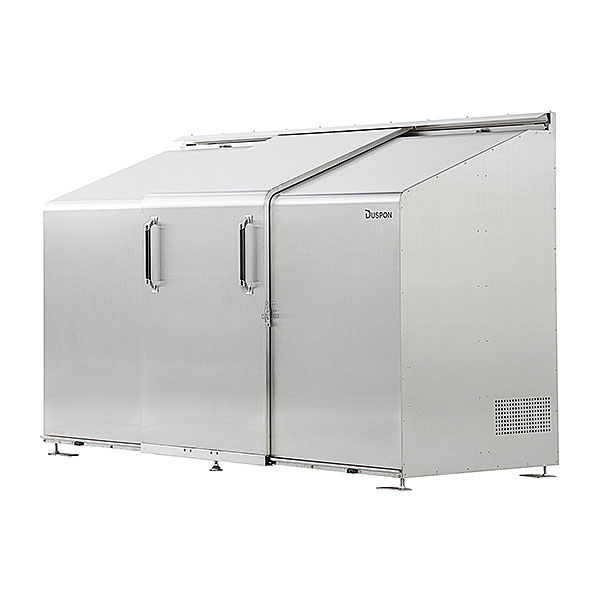 スライドダスポン M-Type(両開き扉) ステンレス SD-2490 W240×D90×H140cm 2580L 45Lごみ袋×約57個分【大型ゴミ箱 ゴミステーション ゴミ集積保管 商業施設 オフィス キャンプ場】