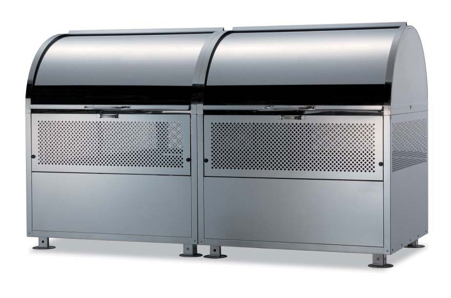 ワイドステーションTW-1100 W180×D75×H106cm 容量約550L×2台 45Lゴミ袋約12個×2台 容量約16世帯 DS2040180【ステンレス製 業務用大型ゴミ箱 ゴミステーション 屋外 大容量 アパート マンション 町内会 自治会 カラス 猫 対策 ゴミストッカー テラモト】