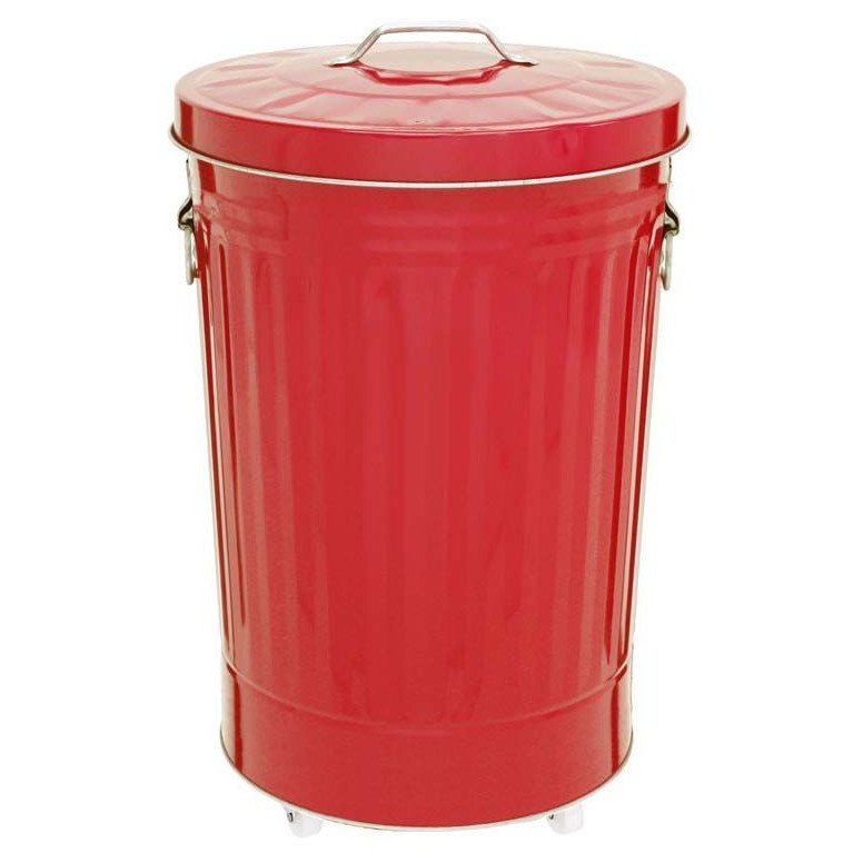 ダストBOX(トタン) 42C レッド 直径35.5×高さ58.5cm 容量約42L【ブリキ製ボディ ふた付き キャスター付き 業務用分別ゴミ箱 屑入 ダストボックス 屋外使用可 オフィス 給湯室 事務所 病院 キッチン ミヅシマ】|あいる専門館