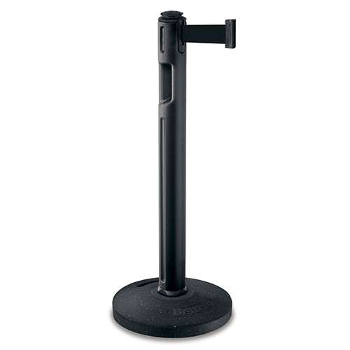 屋外用ベルトパーティション ブラック／ブラック 80-5000-BK-BK 直径406×高さ972mm【ベルト付き 屋外使用可 注水タイプ ベルトパーテーション ベルトパーティション ポリエチレン製ボディ ビル イベント ぶんぶく】